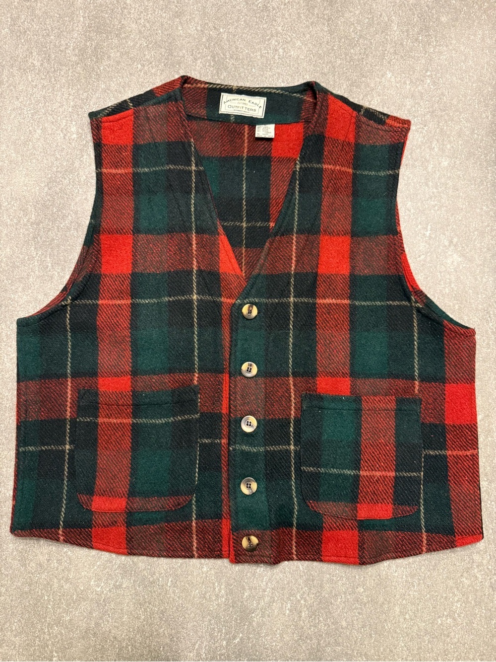 Like New - Vintage American Eagle Outfitters Wool-Blend Plaid Vest Size L